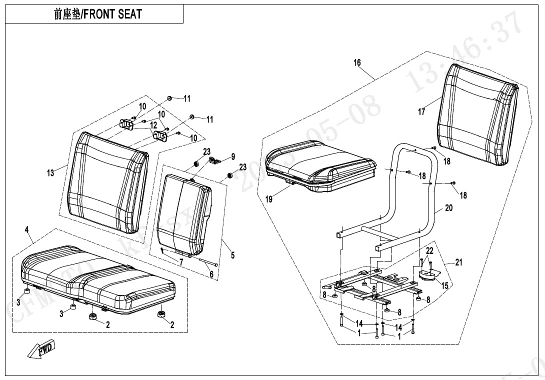 Picture of F13-1-A-V1 - FRONT SEAT(NON HEATING EQUIPMENT)