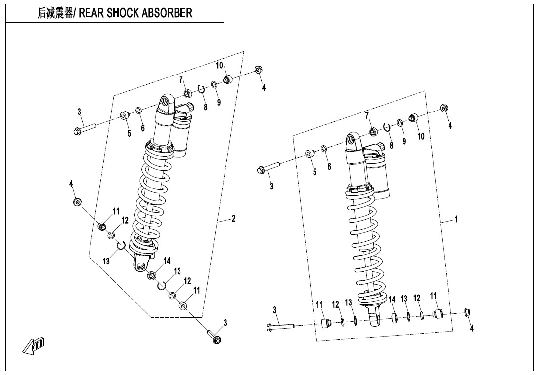 Picture of F06-2-B - REAR SHOCK ABSORBER(GAS,YiTong)