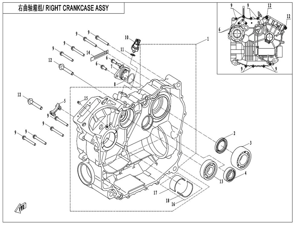 Picture of E01-2 - RIGHT CRANKCASE ASSY