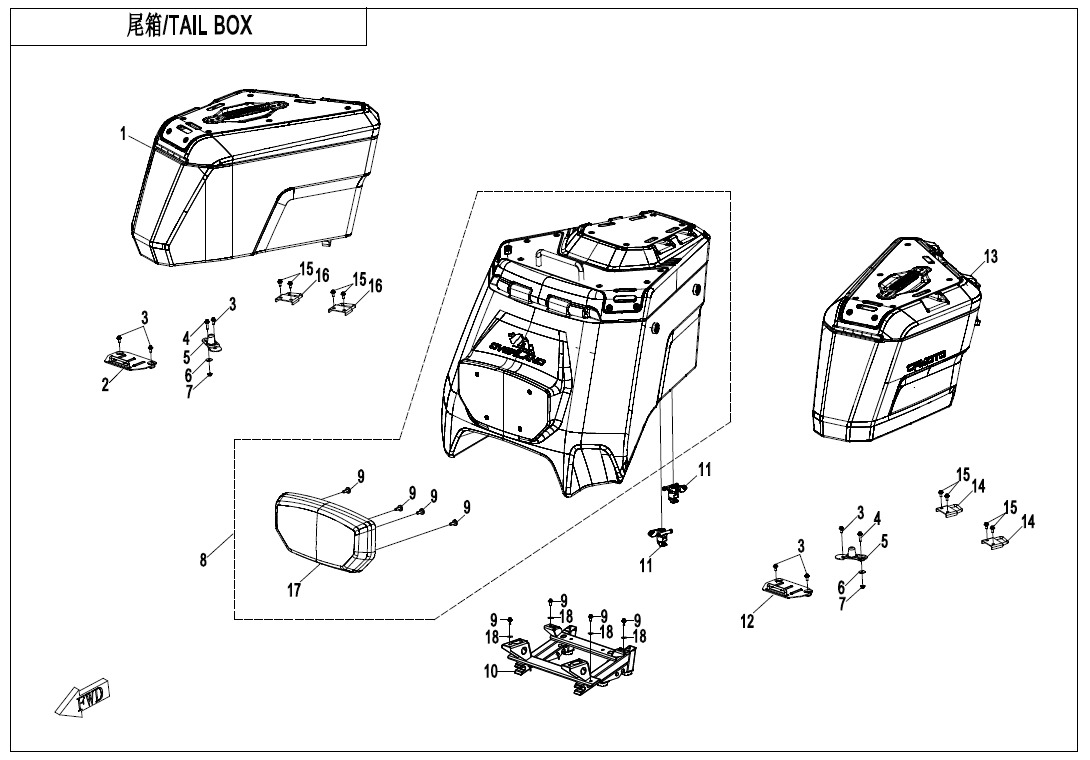 Picture of F80-5-B-V3 - TAIL BOX(OVERLAND,THREE BOXES)