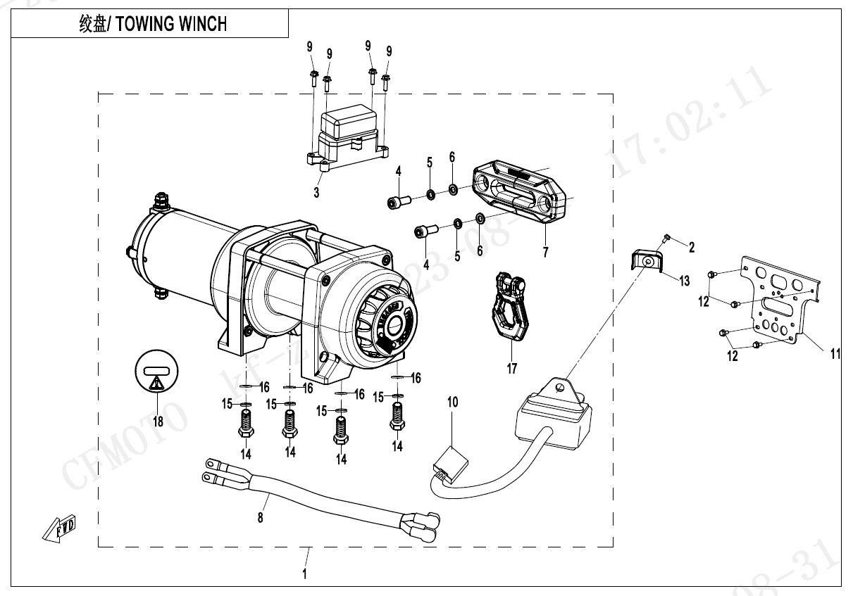 Picture of F15-2-B - TOWING WINCH(NYLON ROPE, ALUMINUM HOLDER)