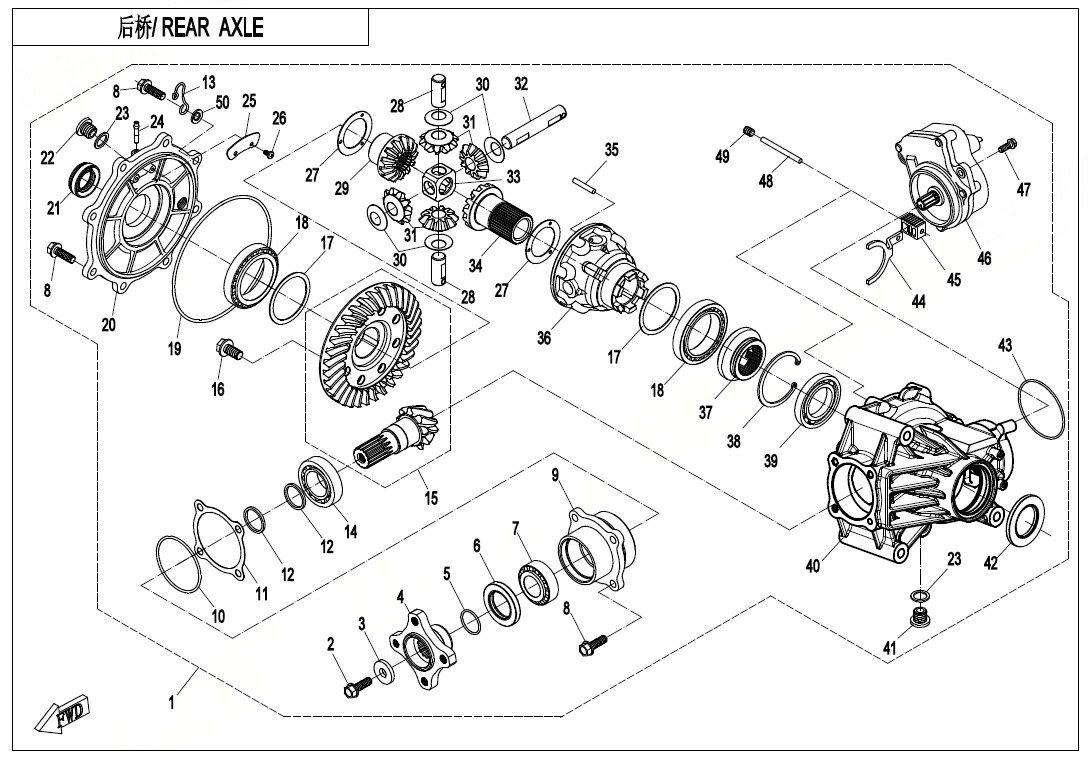 Picture of F33-B-V2 - REAR AXLE(WITH DIFFERENTIAL)