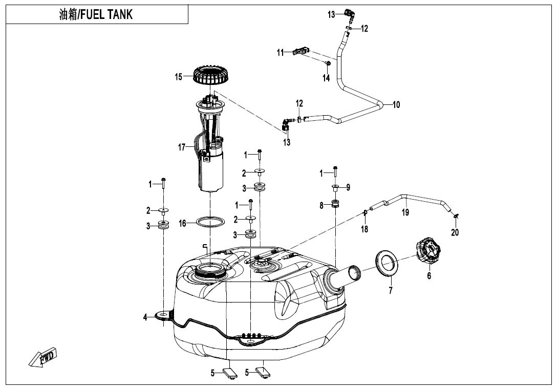 Picture of F12-B - FUEL TANK(FOR NON FUEL EVAPORATION SYSTEM)
