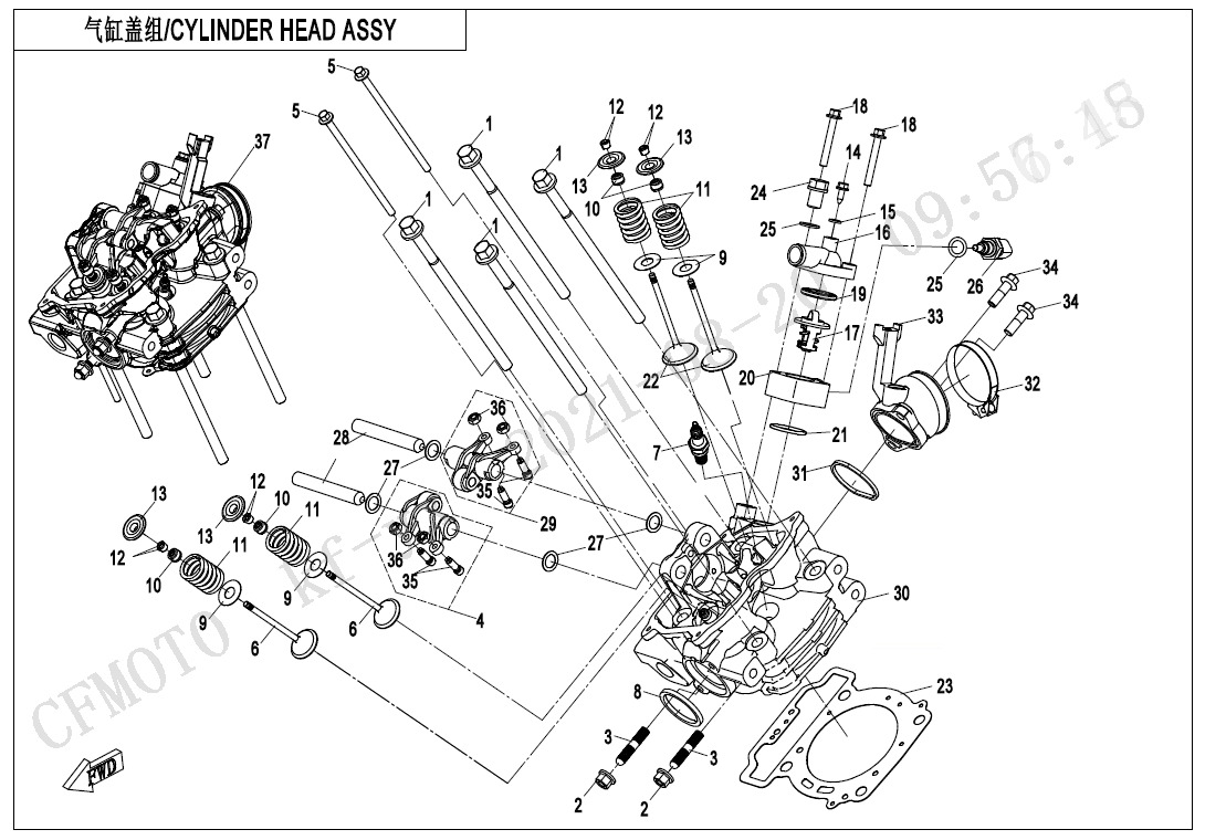 Picture of E02-2-A - CYLINDER HEAD ASSY(WITHOUT FUEL VAPORIZATION SYSTEM)