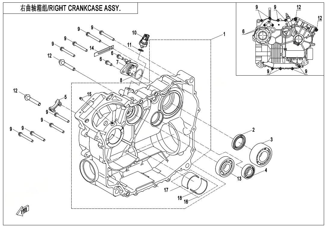 Picture of E01-2 - RIGHT CRANKCASE ASSY