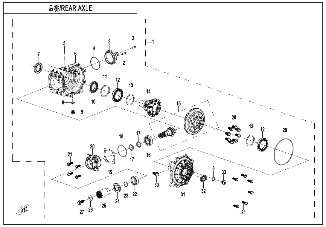 Picture of F33-A - REAR AXLE(NO DIFFERENTIAL)
